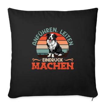 Border Collie GUIDE PRINCIPAL FAITES IMPRESSION - Housse de coussin décorative 45 x 45 cm - noir - Devant