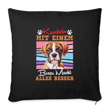 Boxer allemand CÂLINER AVEC LE BOXER VOUS REND MEILLEUR - Housse de coussin décorative 45 x 45 cm - noir - Devant