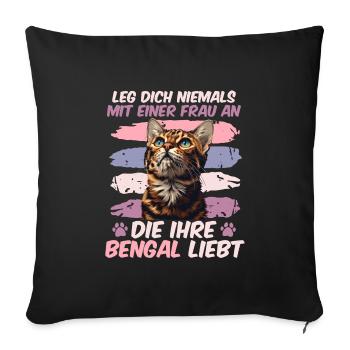 Maman chat NE PLAISANTEZ JAMAIS AVEC UNE FEMME - Housse de coussin décorative 45 x 45 cm - noir - Devant
