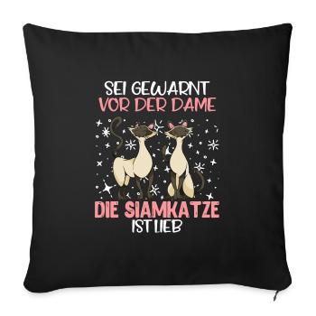 Chats siamois SOYEZ AVERTI DE LA DAME LE CHAT SIAMOIS - Housse de coussin décorative 45 x 45 cm - noir - Devant