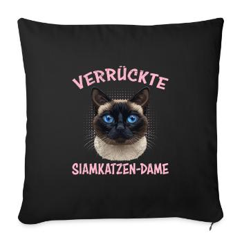 Chats Siamois CRAZY SIAMESE CAT LADY Drôle - Housse de coussin décorative 45 x 45 cm - noir - Devant