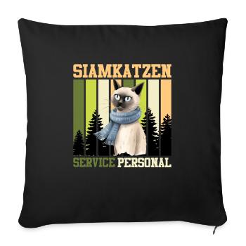 SIAMESE CAT SERVICE STAFF Siamese cat owner - Sofa pillowcase 17,3'' x 17,3'' (45 x 45 cm) - black - Front