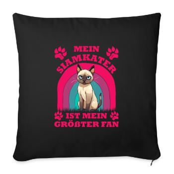 Siamese cats MY SIAMESE CAT IS MY BIGGEST FAN - Sofa pillowcase 17,3'' x 17,3'' (45 x 45 cm) - black - Front
