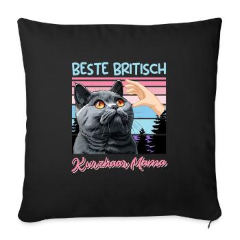 Cat Mom BEST BRITISH SHORTHAIR MOM - Sofa pillowcase 17,3'' x 17,3'' (45 x 45 cm) - black - Front