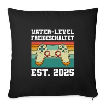 FATHER LEVEL UNLOCKED EST. 2025 Expectant - Sofa pillowcase 17,3'' x 17,3'' (45 x 45 cm) - black - Front