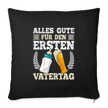 BONNE PREMIÈRE FÊTE DES PÈRES 2025 Papa - Housse de coussin décorative 45 x 45 cm - noir - Devant