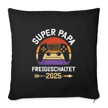 Dad-to-be SUPER DAD UNLOCKED - Sofa pillowcase 17,3'' x 17,3'' (45 x 45 cm) - black - Front