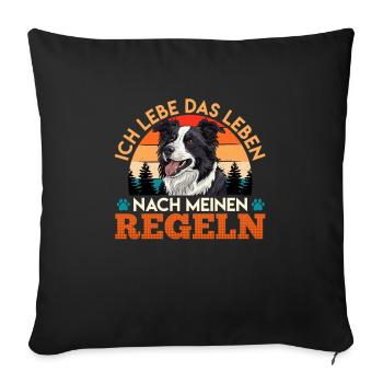 Border Collie VIVRE SELON MES RÈGLES - Housse de coussin décorative 45 x 45 cm - noir - Devant