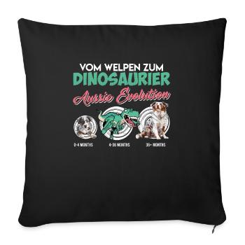 Aussie FROM PUPPY TO DINOSAUR Aussie evolution - Sofa pillowcase 17,3'' x 17,3'' (45 x 45 cm) - black - Front