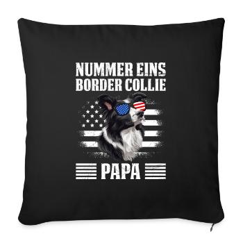 Border Collie NUMBER ONE BORDER COLLIE PAPA - Housse de coussin décorative 45 x 45 cm - noir - Devant