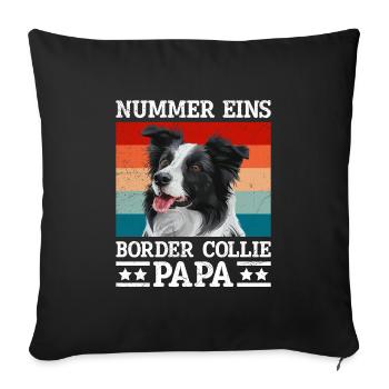 Border Collie NUMBER ONE BORDER COLLIE PAPA - Housse de coussin décorative 45 x 45 cm - noir - Devant