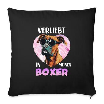 Boxer Dog Mom IN LOVE WITH MY BOXER Funny - Sofa pillowcase 17,3'' x 17,3'' (45 x 45 cm) - black - Front