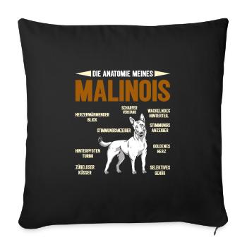 Malinois ANATOMY OF A BELGIAN MALINOIS Funny - Sofa pillowcase 17,3'' x 17,3'' (45 x 45 cm) - black - Front