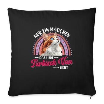 Katzenmama NUR EIN MÄDCHEN DAS IHRE TURKISH VAN - Sofakissenbezug 45 x 45 cm - Schwarz - Vorne