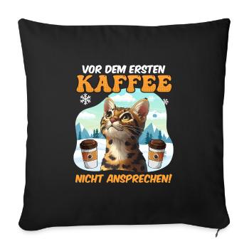 Bengal NE VOUS APPROCHEZ PAS AVANT VOTRE PREMIER CAFÉ ! - Housse de coussin décorative 45 x 45 cm - noir - Devant