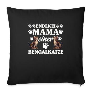 Maman chat ENFIN MAMAN D’UN CHAT BENGAL - Housse de coussin décorative 45 x 45 cm - noir - Devant