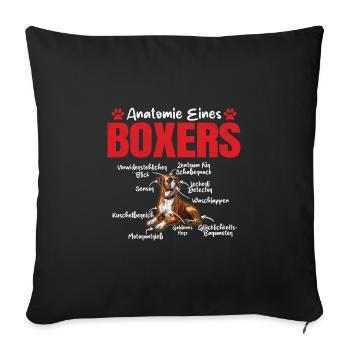 Deutscher Boxer ANATOMIE EINES BOXERS Lustiges - Sofakissenbezug 45 x 45 cm - Schwarz - Vorne