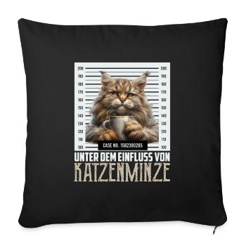 Maine Coon Lustig UNTER DEM EINFLUS VON - Sofakissenbezug 45 x 45 cm - Schwarz - Vorne