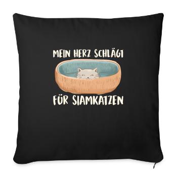Chats siamois MON CŒUR BAT POUR LES CHATS SIAMOIS - Housse de coussin décorative 45 x 45 cm - noir - Devant