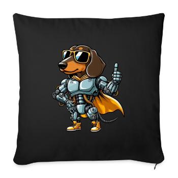 Teckel Robot Cyborg Sci-Fi Chien Mech Design - Housse de coussin décorative 45 x 45 cm - noir - Devant