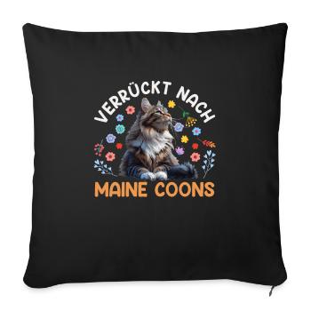 Maman chat FOLLE DES MAINE COONS Drôle - Housse de coussin décorative 45 x 45 cm - noir - Devant