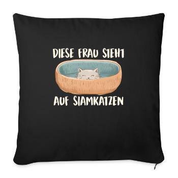 Chats siamois CETTE FEMME AIME LES CHATS SIAMOIS Drôle - Housse de coussin décorative 45 x 45 cm - noir - Devant