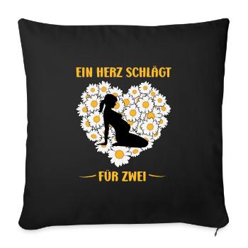 Pregnant mom A HEART BEATS FOR TWO - Sofa pillowcase 17,3'' x 17,3'' (45 x 45 cm) - black - Front