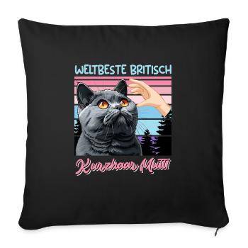 British Shorthair WORLD'S BEST BRITISH SHORTHAIR - Sofa pillowcase 17,3'' x 17,3'' (45 x 45 cm) - black - Front
