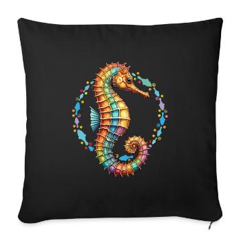 Pretty decorative seahorse - Sofa pillowcase 17,3'' x 17,3'' (45 x 45 cm) - black - Front