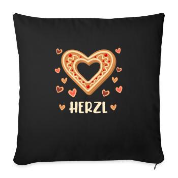 Herzl Spatzal Bavarian Heart - Sofa pillowcase 17,3'' x 17,3'' (45 x 45 cm) - black - Front