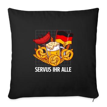 Servus, vous accueillez tous la bière allemande de Bavière - Housse de coussin décorative 45 x 45 cm - noir - Devant