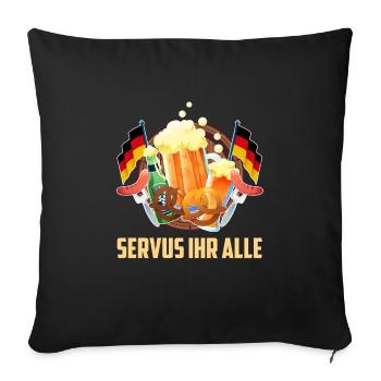 Servus vous tous les Bavarois accueillez la bière - Housse de coussin décorative 45 x 45 cm - noir - Devant