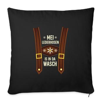 Munich folk festival MEI LEDERHOSEN IS IN DA WÄSCH - Sofa pillowcase 17,3'' x 17,3'' (45 x 45 cm) - black - Front