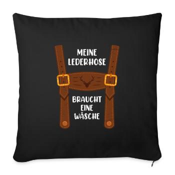 Mon Lederhosen est dans le remplacement de la lessive Costume traditionnel - Housse de coussin décorative 45 x 45 cm - noir - Devant
