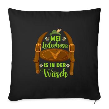 Munich folk festival MEI LEDERHOSN IS IN DA WÄSCH - Sofa pillowcase 17,3'' x 17,3'' (45 x 45 cm) - black - Front
