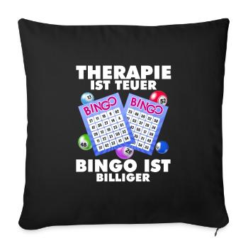 Bingo LA THÉRAPIE COÛTE CHER LE BINGO EST MOINS CHER - Housse de coussin décorative 45 x 45 cm - noir - Devant