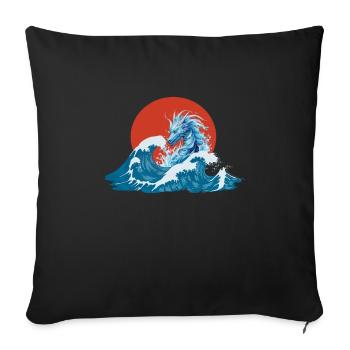Back Print Japanese Dragon Blue China Asia - Sofa pillowcase 17,3'' x 17,3'' (45 x 45 cm) - black - Front