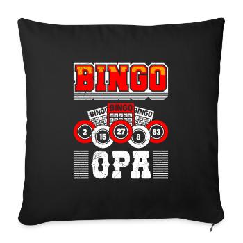 Bingo Opa GRANDPA BINGO GRANDDAD Lustiges Bingo - Sofakissenbezug 45 x 45 cm - Schwarz - Vorne