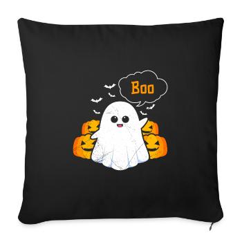 Halloween Kostüm Kinder HUI Lustiges Gespenster - Sofakissenbezug 45 x 45 cm - Schwarz - Vorne