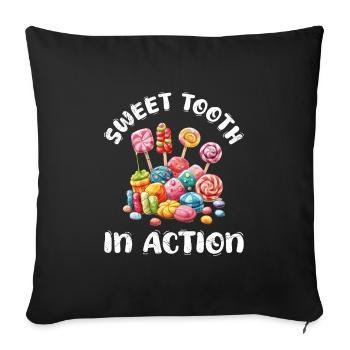 Halloween Party SWEET TOOTH IN ACTION Lustiges - Sofakissenbezug 45 x 45 cm - Schwarz - Vorne