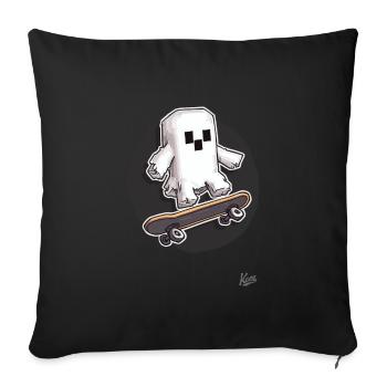 Pixel-Geister-Skateboarder Super gruseliger Skater - Sofakissenbezug 45 x 45 cm - Schwarz - Vorne