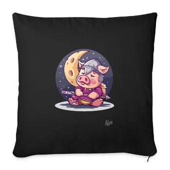 Vin doux Viking sommeil, lune et étoiles - Housse de coussin décorative 45 x 45 cm - noir - Devant