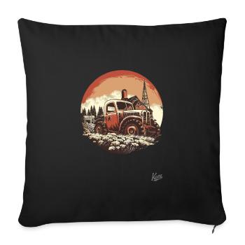 Le tracteur agricole rétro vintage - Housse de coussin décorative 45 x 45 cm - noir - Devant