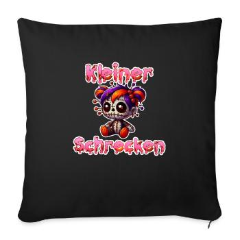 Halloween Kostüm Kinder KLEINER SCHRECKEN Lustig - Sofakissenbezug 45 x 45 cm - Schwarz - Vorne
