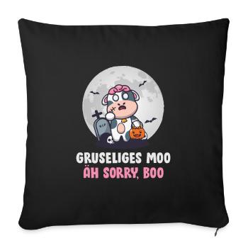 Halloween CREEPY MOO AH SORRY BOO Funny - Sofa pillowcase 17,3'' x 17,3'' (45 x 45 cm) - black - Front