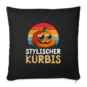 Halloween Fête Enfants ÉLÉGANT CITROUILLE Drôle - Housse de coussin décorative 45 x 45 cm - noir - Devant