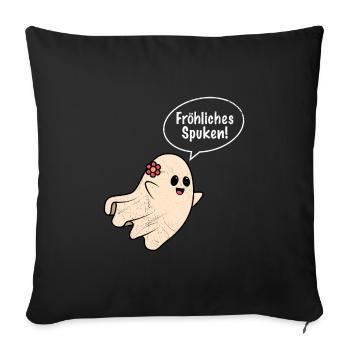 Halloween Kostüm Kinder FRÖHLICHES SPUKEN - Sofakissenbezug 45 x 45 cm - Schwarz - Vorne