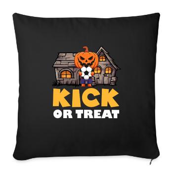 Halloween Kids KICK OR TREAT Drôle de fan de football - Housse de coussin décorative 45 x 45 cm - noir - Devant