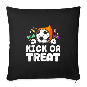 Fête d’Halloween KICK OR TREAT Fan de football - Housse de coussin décorative 45 x 45 cm - noir - Devant