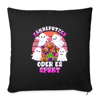 Halloween Kids BRUSH YOUR TEETH OR IT'S HAUNTED Funny - Sofa pillowcase 17,3'' x 17,3'' (45 x 45 cm) - black - Front